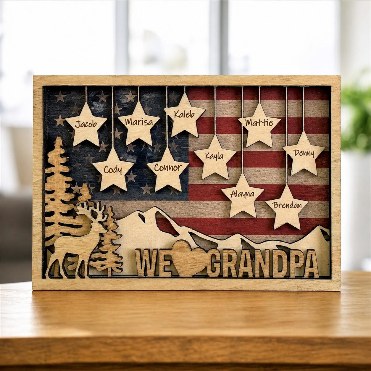 Personalized Gift for Grandpa Wood Sign, Unique Father's Day Gift, Gift for Papa, Family Tree, For Hunter