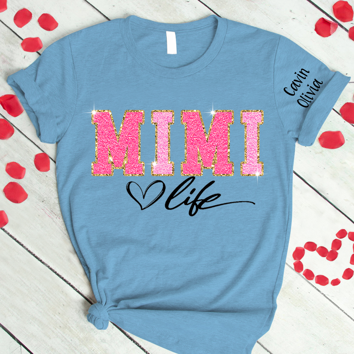Custom Mimi Life Glitter Mother's Day 2024 T-Shirt