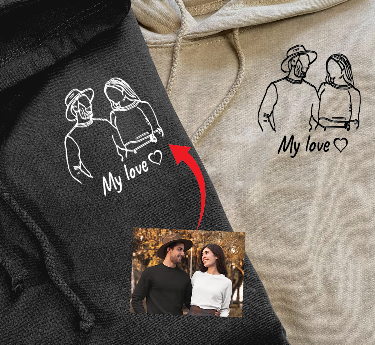 Custom Hoodies Design Your Own Hoodie, Portrait From Photo, Valentines Day Customized Gifts For Boyfriend, Men, Sweatshirt Christmas