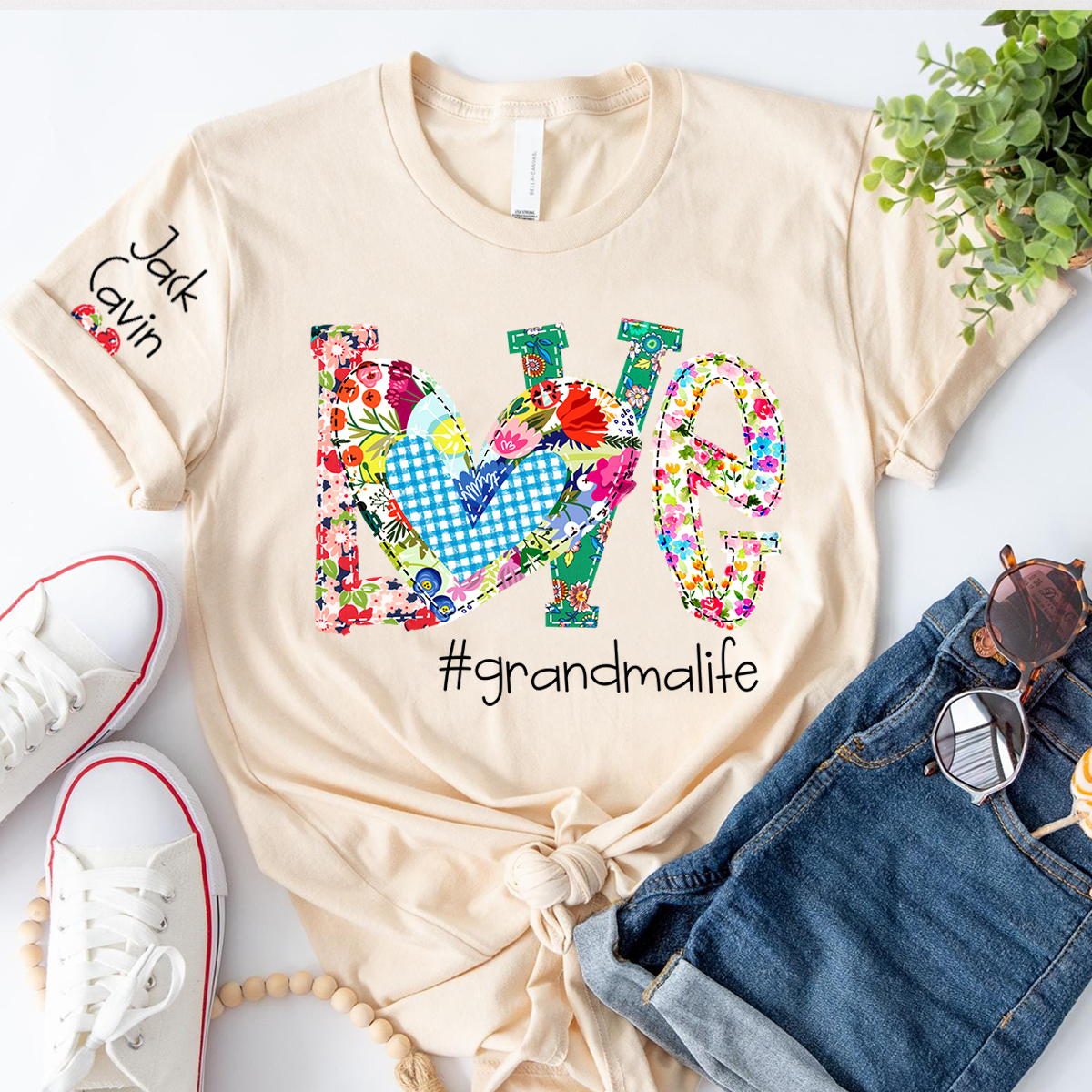 Personalized Love Grandma Life Floral Shirt, Custom Nickname And Grandkids, Mother's Day Gift T-Shirt
