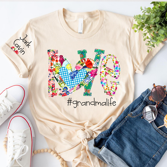 Personalized Love Grandma Life Floral Shirt, Custom Nickname And Grandkids, Mother's Day Gift T-Shirt