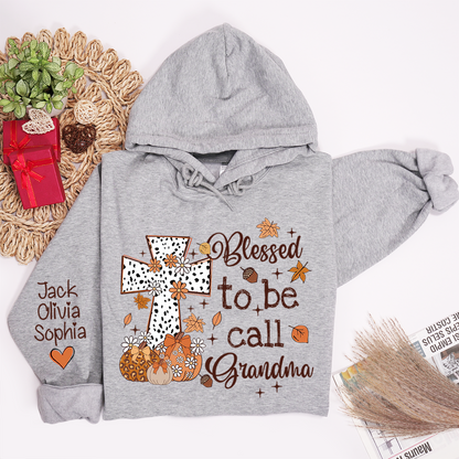 Personalized Grandma Fall Sweatshirt – Blessed to Be Called Grandma with Custom Grandkids’ Names – Grandparents Day Gift