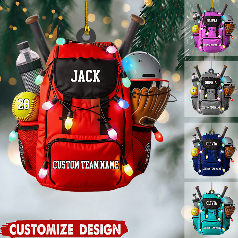 Personalized Softball Bag Ornament 2025, Custom Acrylic Decoration, Unique Christmas Gift For Softball Players And Sports Lovers Ornament