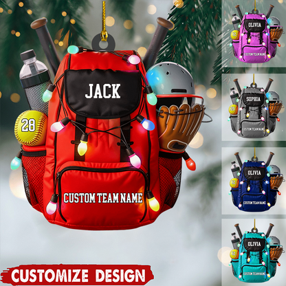 Personalized Softball Bag Ornament 2025, Custom Acrylic Decoration, Unique Christmas Gift For Softball Players And Sports Lovers Ornament