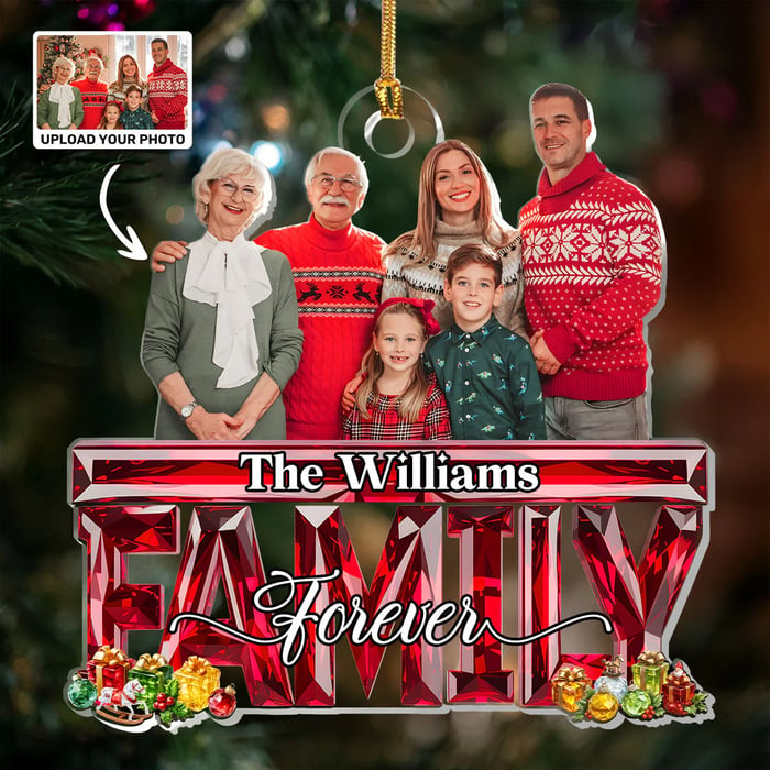 Personalized Family Forever Ornament 2025 – Custom Photo Christmas Ornament, Unique Holiday Gift for Families & Loved Ones