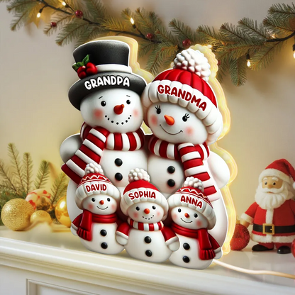 3D Effect Cute Snowman Personalized Light Box – Unique Christmas Decor & Holiday Gift for Family, Grandma & Grandpa Light Box