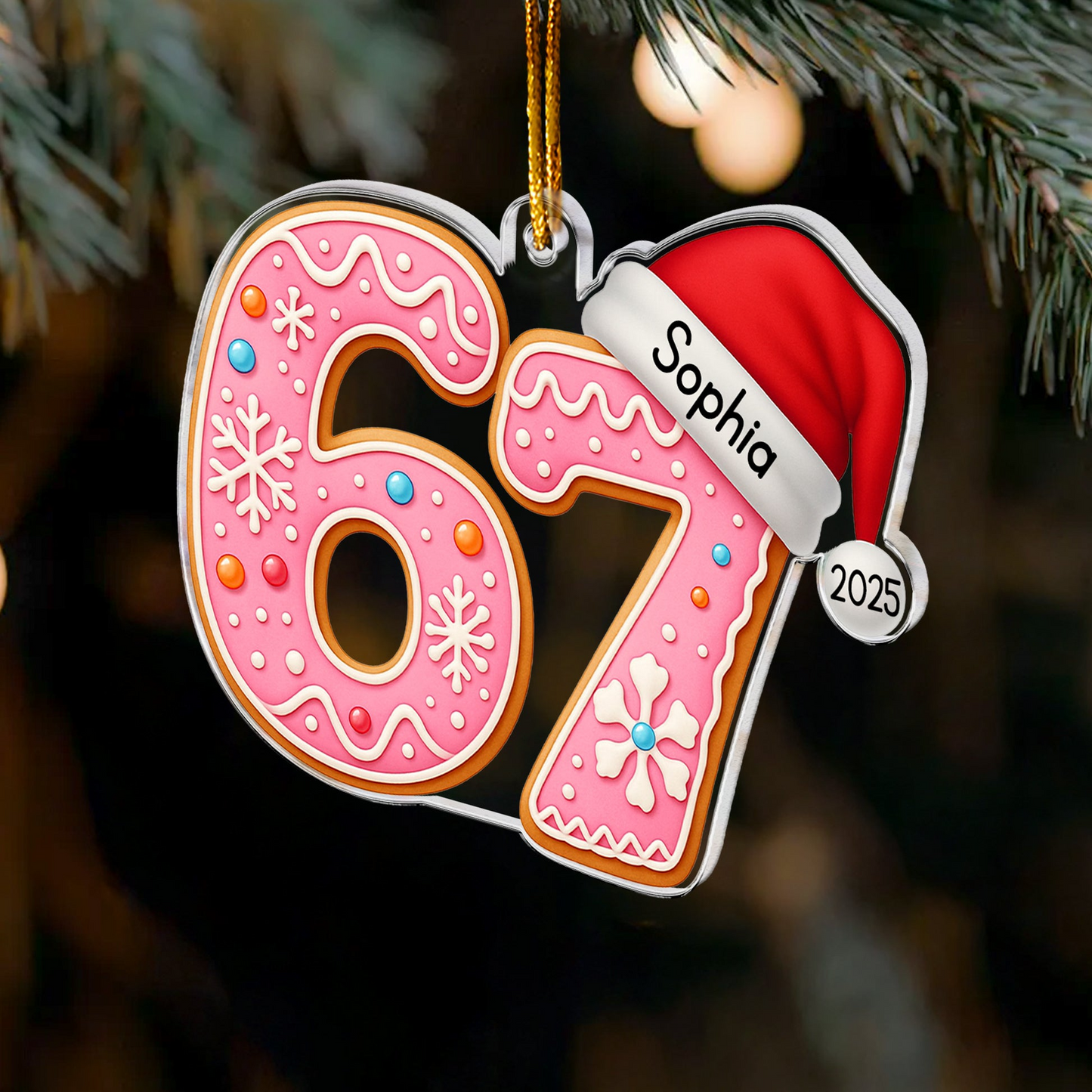 Personalized Six Seven Gingerbread Cookie Ornament 2025, Custom Acrylic Decoration, Funny Gen Z Gen Alpha Slang Christmas Gift For Kids And Teens Copy Ornament
