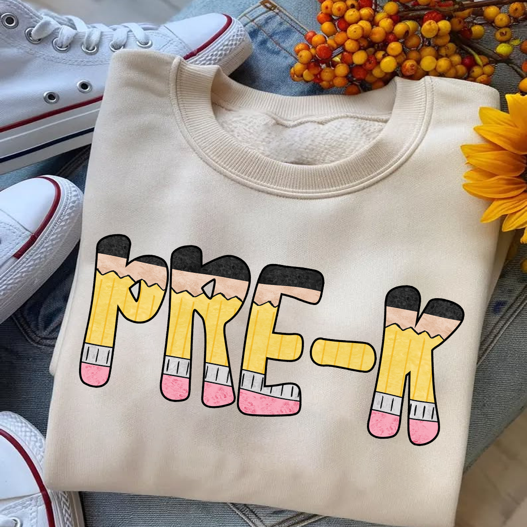 Teacher Grade Level – Fun Pencil Letter Tee for Back to School