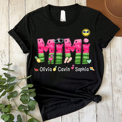 Custom Mimi Watermelon Summer Shirt, Personalized Nickname And Grandkids T-Shirt