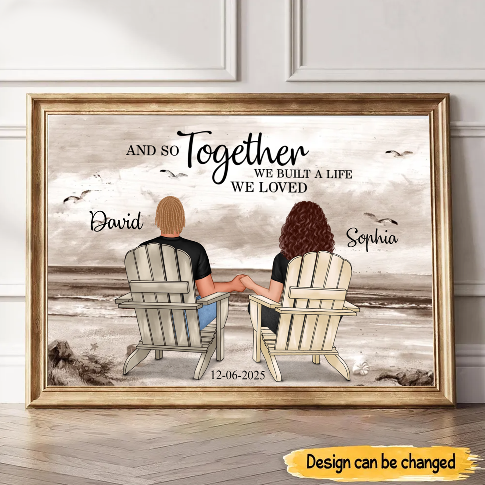 Personalized Retro Beach Couple Poster – You & Me We Got This Wall Art, Unique Romantic Gift Poster