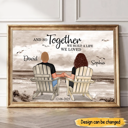 Personalized Retro Beach Couple Poster – You & Me We Got This Wall Art, Unique Romantic Gift Poster
