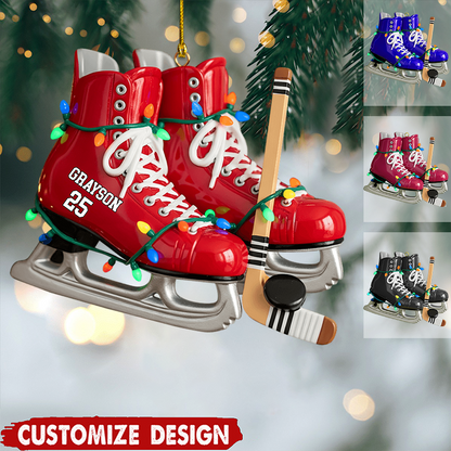 Personalized Ice Hockey Skates Ornament 2025, Custom Acrylic Decoration, Unique Christmas Gift For Ice Hockey Players And Fans Ornament