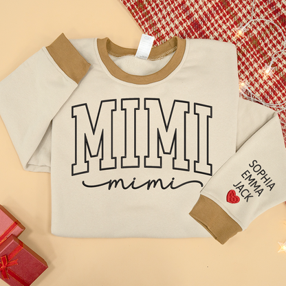 Colorful Crewneck, Custom Mimi Heart Embroidery And Grandkids Sweatshirt Mix