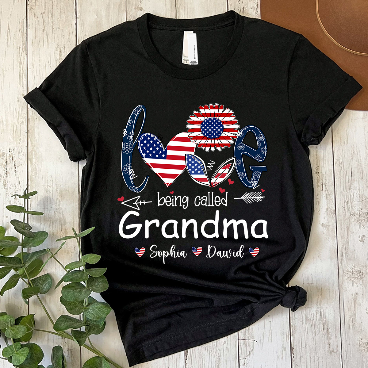 Custom Love Being Grandma USA Shirt, Personalized Nickname And Grandkids