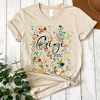 Custom Mimi Est Flower Shirt, Personalized Nickname And Grandkids, Gift For Mother's Day