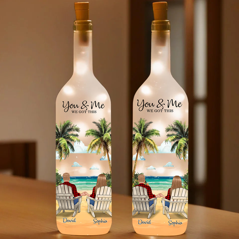 You And Me We Got This Personalized Couple Bottle Lamp, Custom Romantic Light for Husband and Wife, Anniversary Keepsake Bottle Lamp