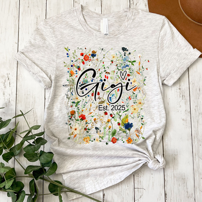 Custom Mimi Est Flower Shirt, Personalized Nickname And Grandkids, Gift For Mother's Day