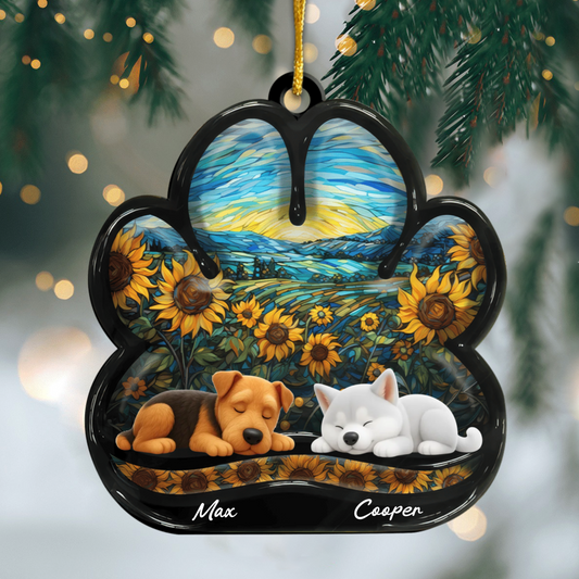 Custom Dog Pawprint Acrylic Ornament – Personalized Pet Memorial Keepsake for Christmas Ornament