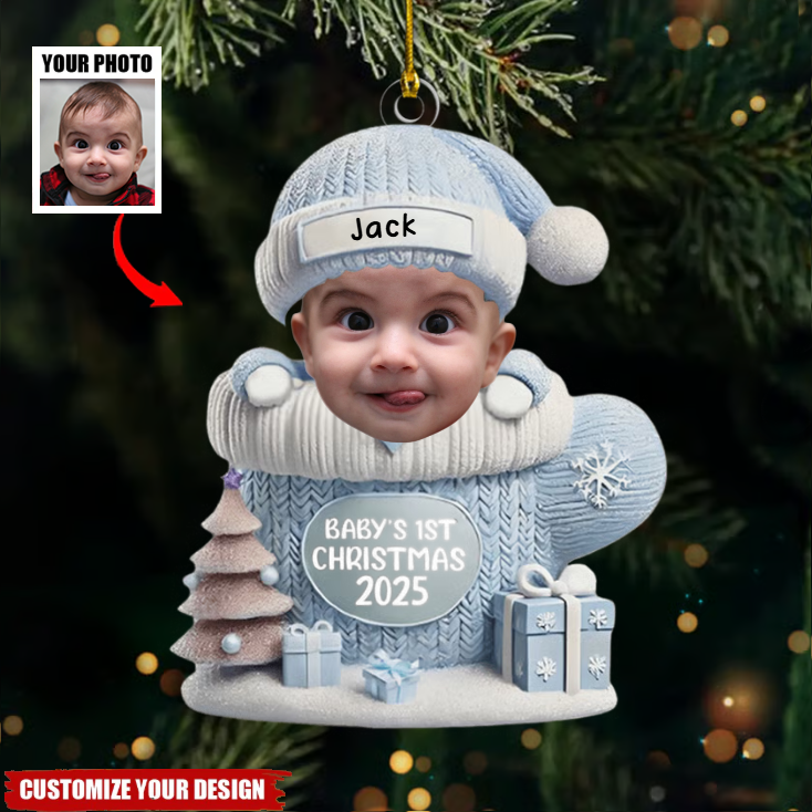 Personalized Baby’s First Christmas Ornament 2025, Custom Photo Acrylic Decoration, Unique Keepsake Gift For Newborns And Parents Ornament