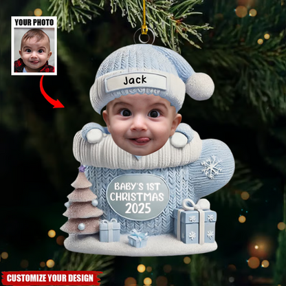 Personalized Baby’s First Christmas Ornament 2025, Custom Photo Acrylic Decoration, Unique Keepsake Gift For Newborns And Parents Ornament