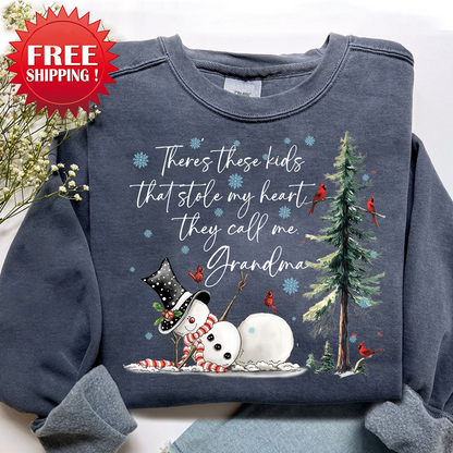 They Call Me Grandma, They Stole My Heart Sweatshirt – Personalized Gift for Grandmother, Cute Holiday Outfit for Christmas