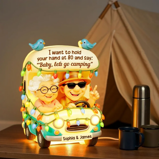Custom Old Couple Camping Love Quote, Personalized Light Box Gift for Couple Light Box