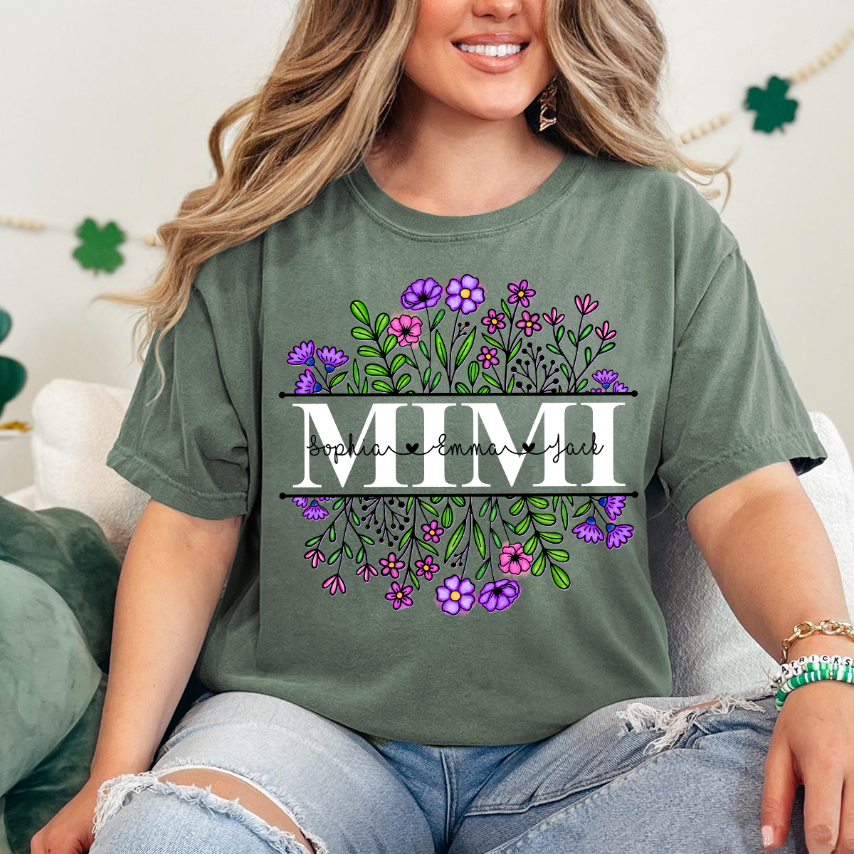 Comfort Colors® Mimi Wildflower And Grandkids Shirt Gift for Grandma, Mother's Day