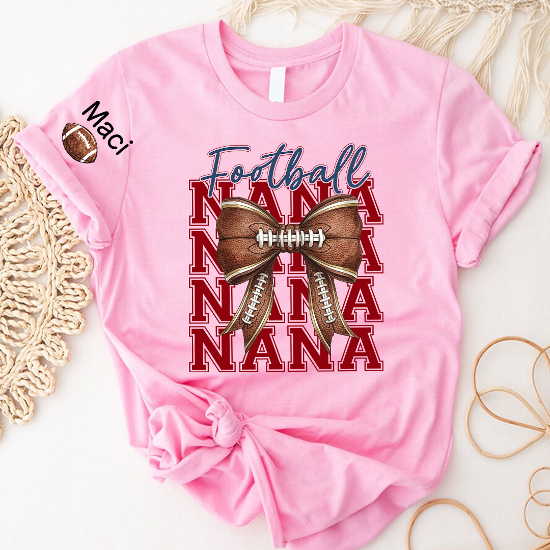 Football Game Day Nana Gigi Grandma and Grandkids Personalized T-shirt