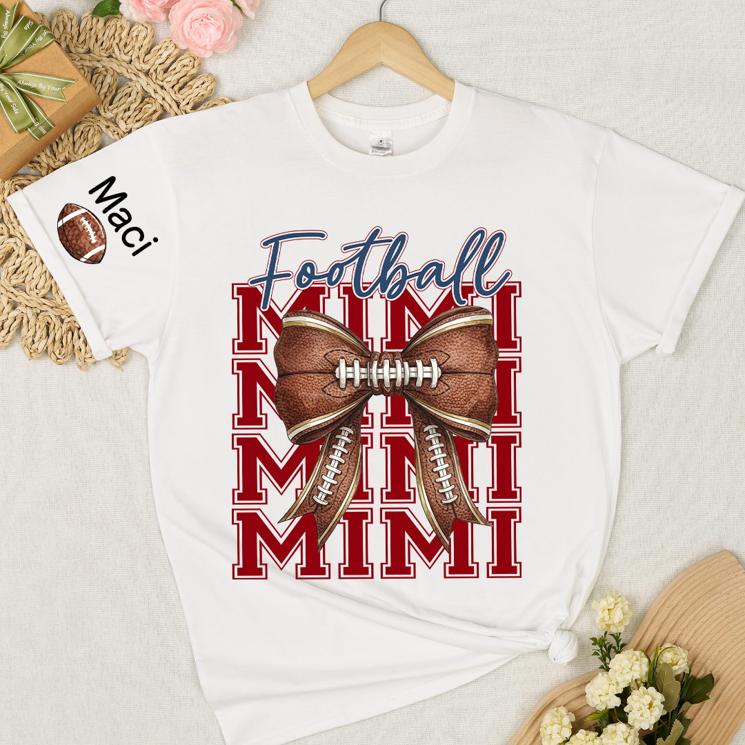Football Game Day Nana Gigi Grandma and Grandkids Personalized T-shirt