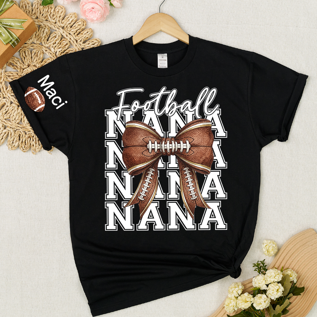 Football Game Day Nana Gigi Grandma and Grandkids Personalized T-shirt