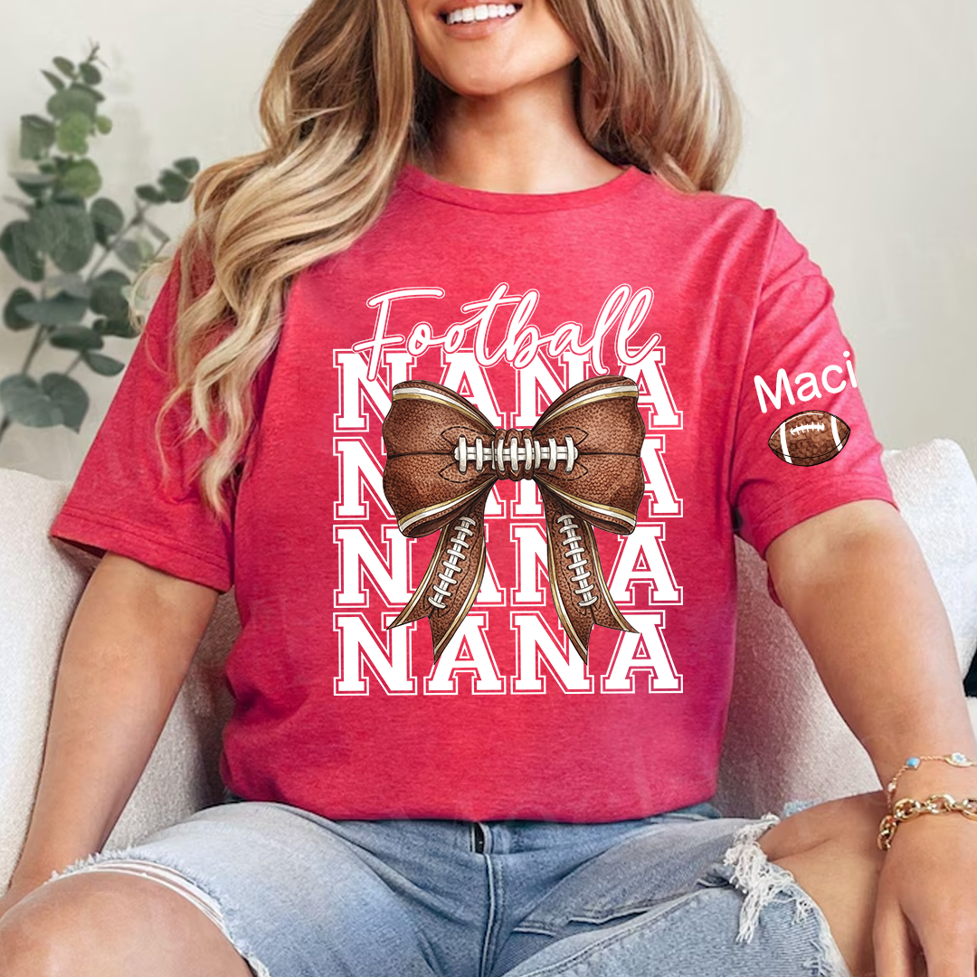 Football Game Day Nana Gigi Grandma and Grandkids Personalized T-shirt