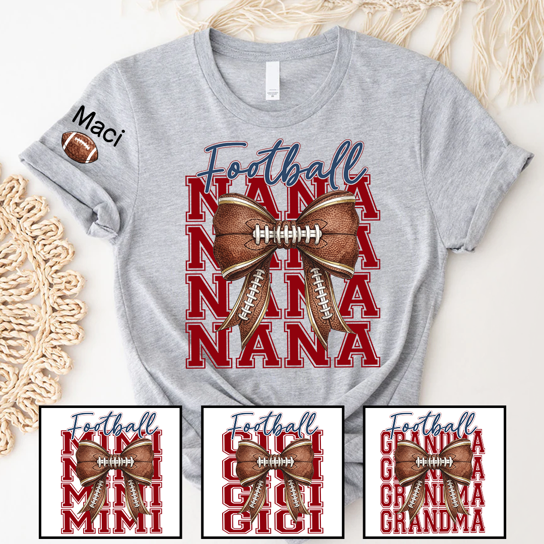 Football Game Day Nana Gigi Grandma and Grandkids Personalized T-shirt