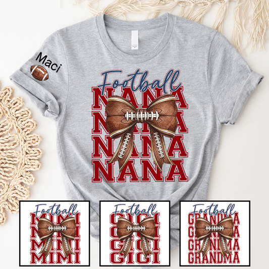 Football Game Day Nana Gigi Grandma and Grandkids Personalized T-shirt