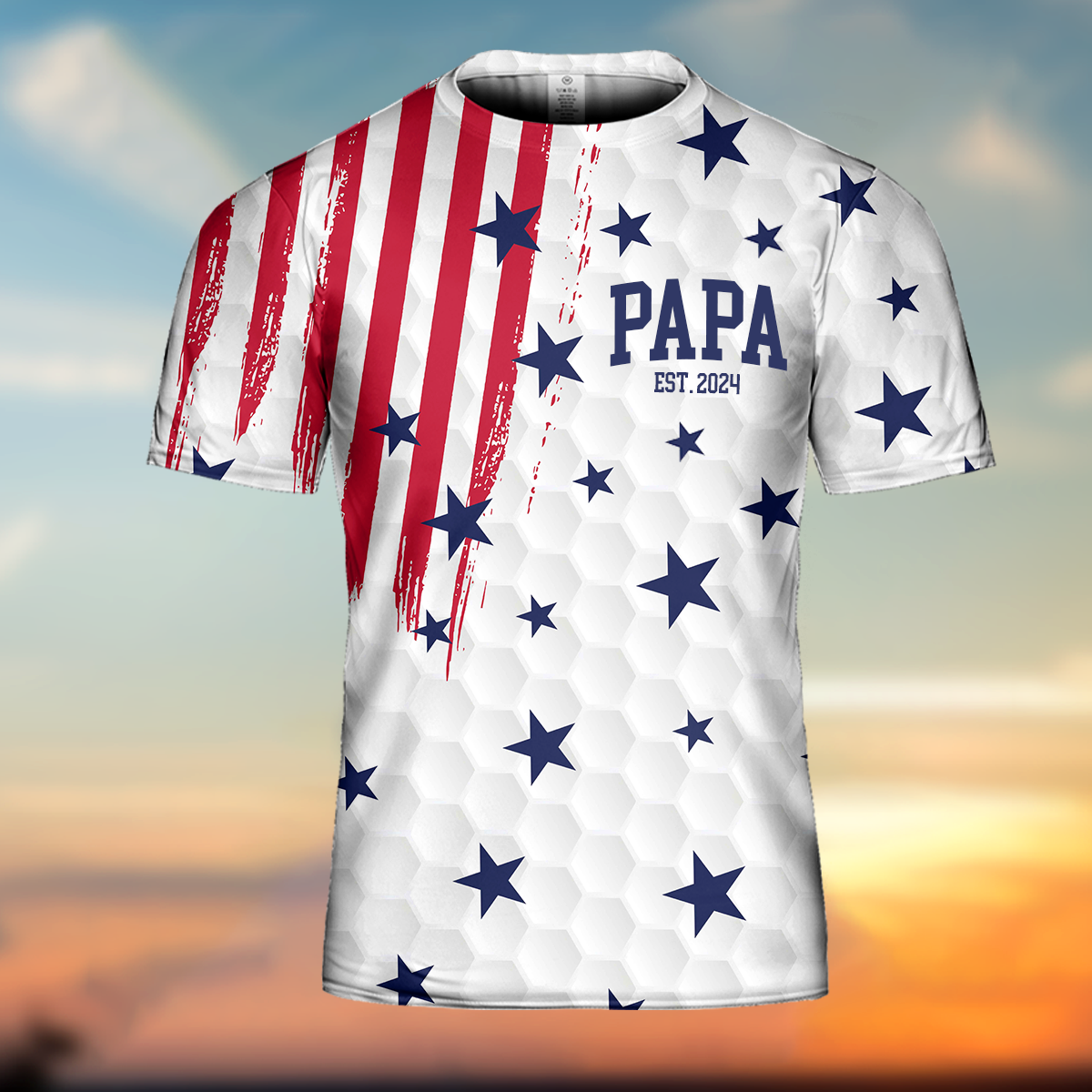 3D All Over Print American Flag Papa Est, Father's Day 2024 3D Tshirt
