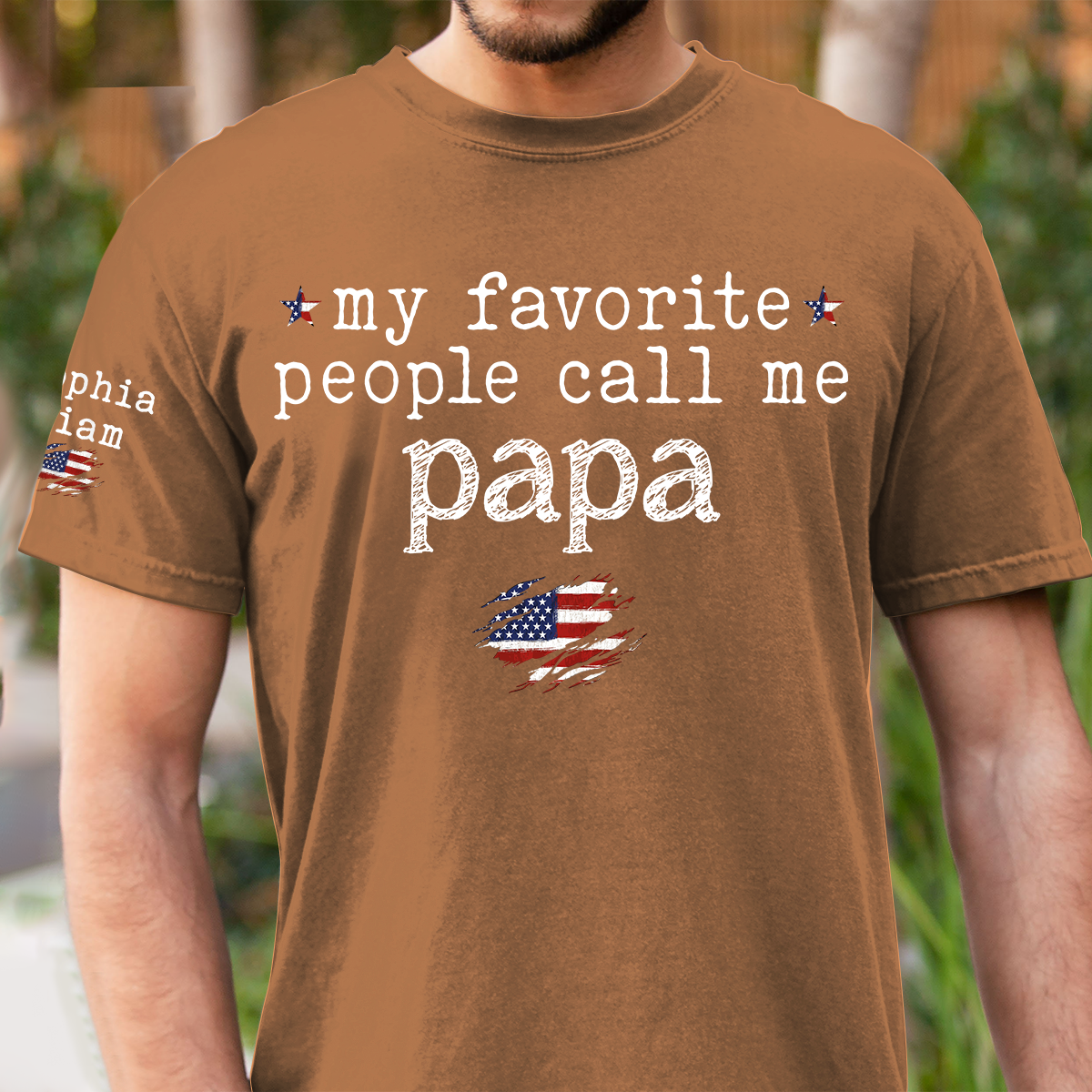Custom Grandpa Shirt My Favorite People Call Me Papa American Flag Tee Personalized Family Gift for Men