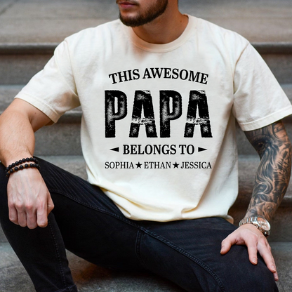 Personalized Grandpa Shirt This Awesome Grandpa Belongs To with Custom Names, Proud Family T Shirt