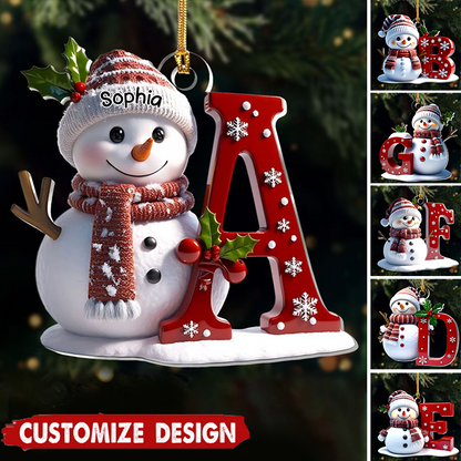 Snowman Initial Personalized Acrylic Ornament – Custom Letter Christmas Decoration & Gift for Family and Friends Ornament