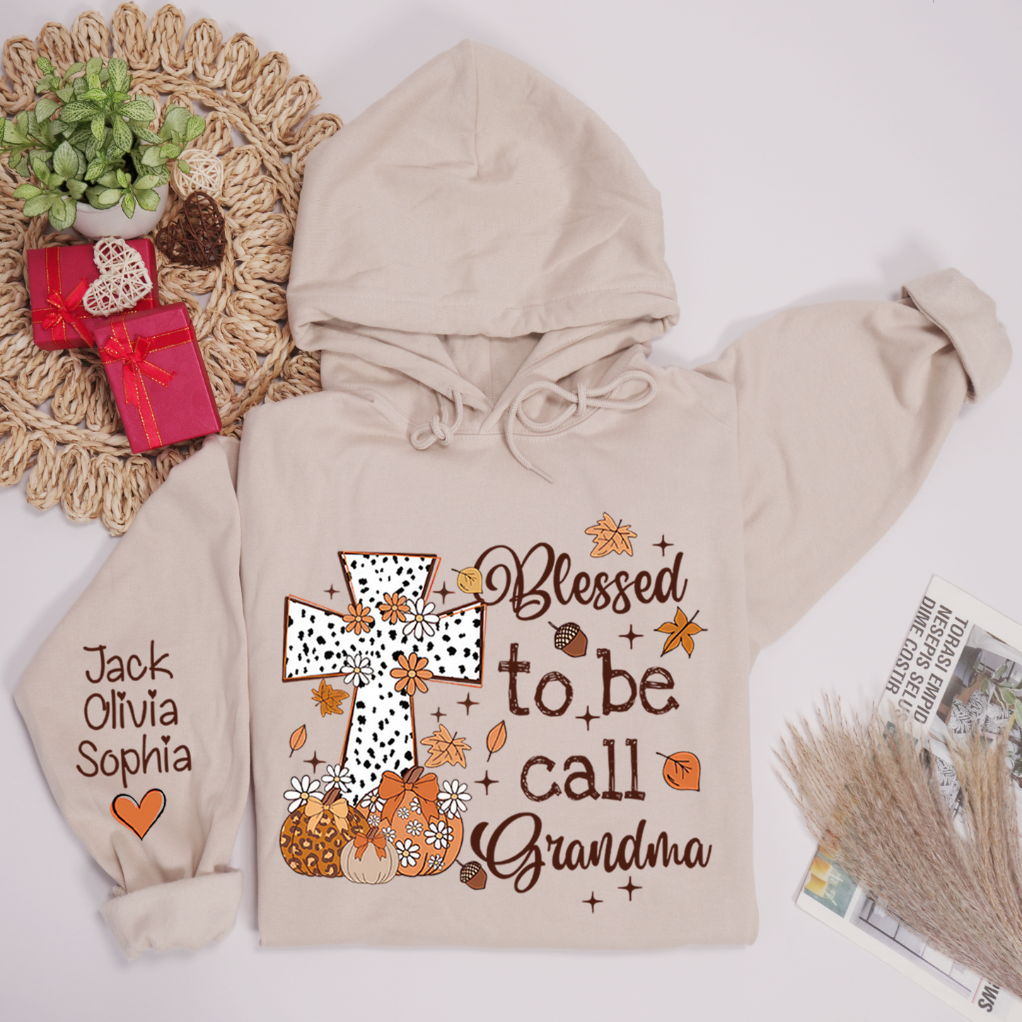 Personalized Grandma Fall Sweatshirt – Blessed to Be Called Grandma with Custom Grandkids’ Names – Grandparents Day Gift