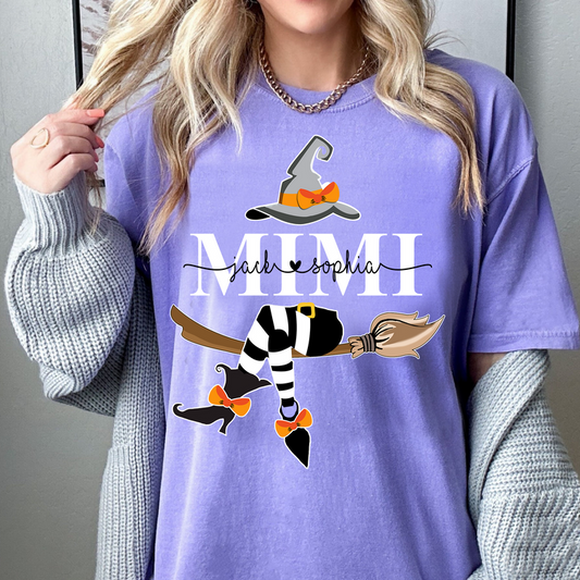 Custom Grandma Halloween Shirt, Personalized Mimi Witch T-Shirt, Perfect Gift for Nana
