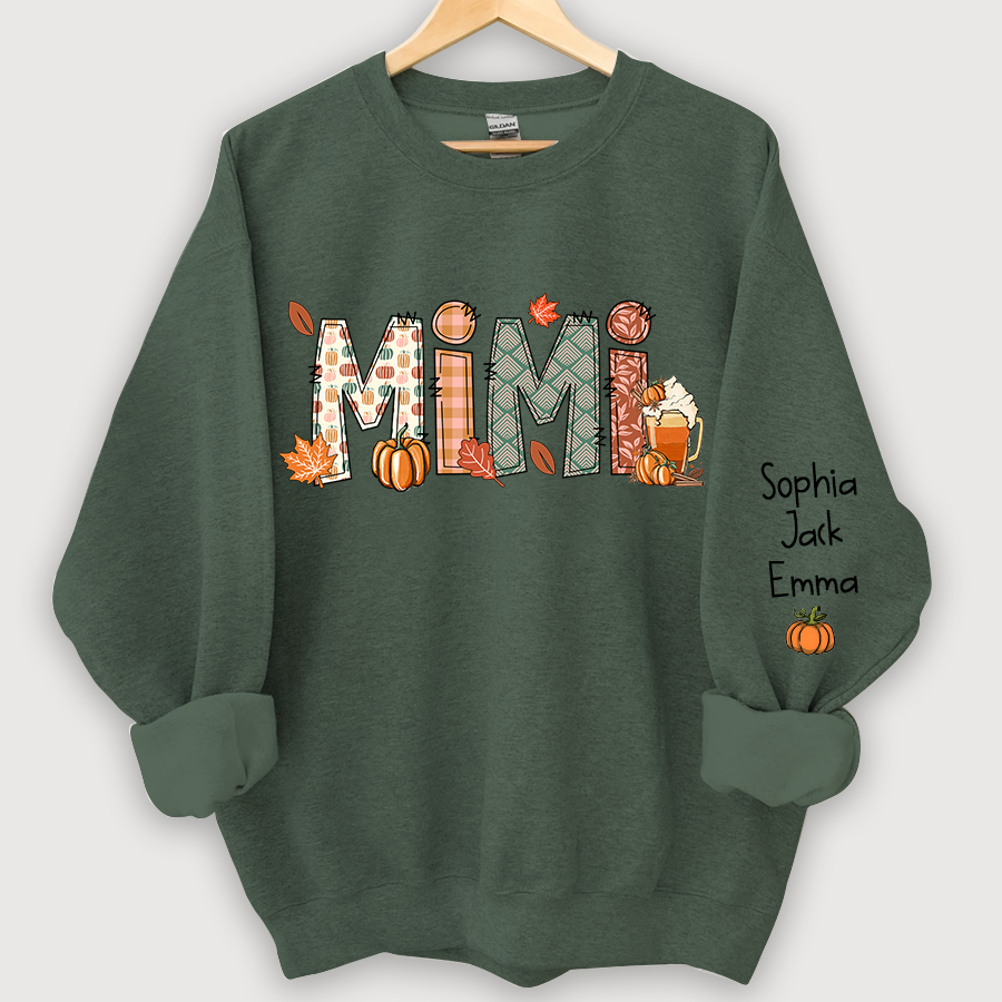 Mimi, Grandma, Nana Fall Doodle And Grandkids Autumn Sweatshirt