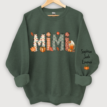 Mimi, Grandma, Nana Fall Doodle And Grandkids Autumn Sweatshirt