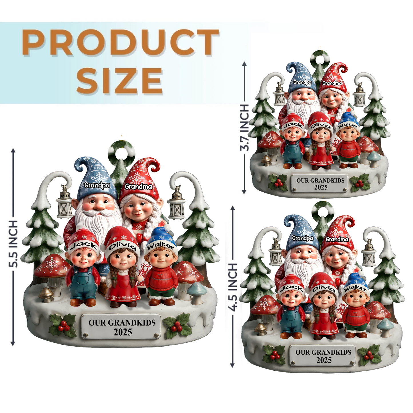 Personalized Family Christmas Ornament – Custom Grandkids Names Keepsake for Grandma Grandpa, 2025 Holiday Gift Ornament