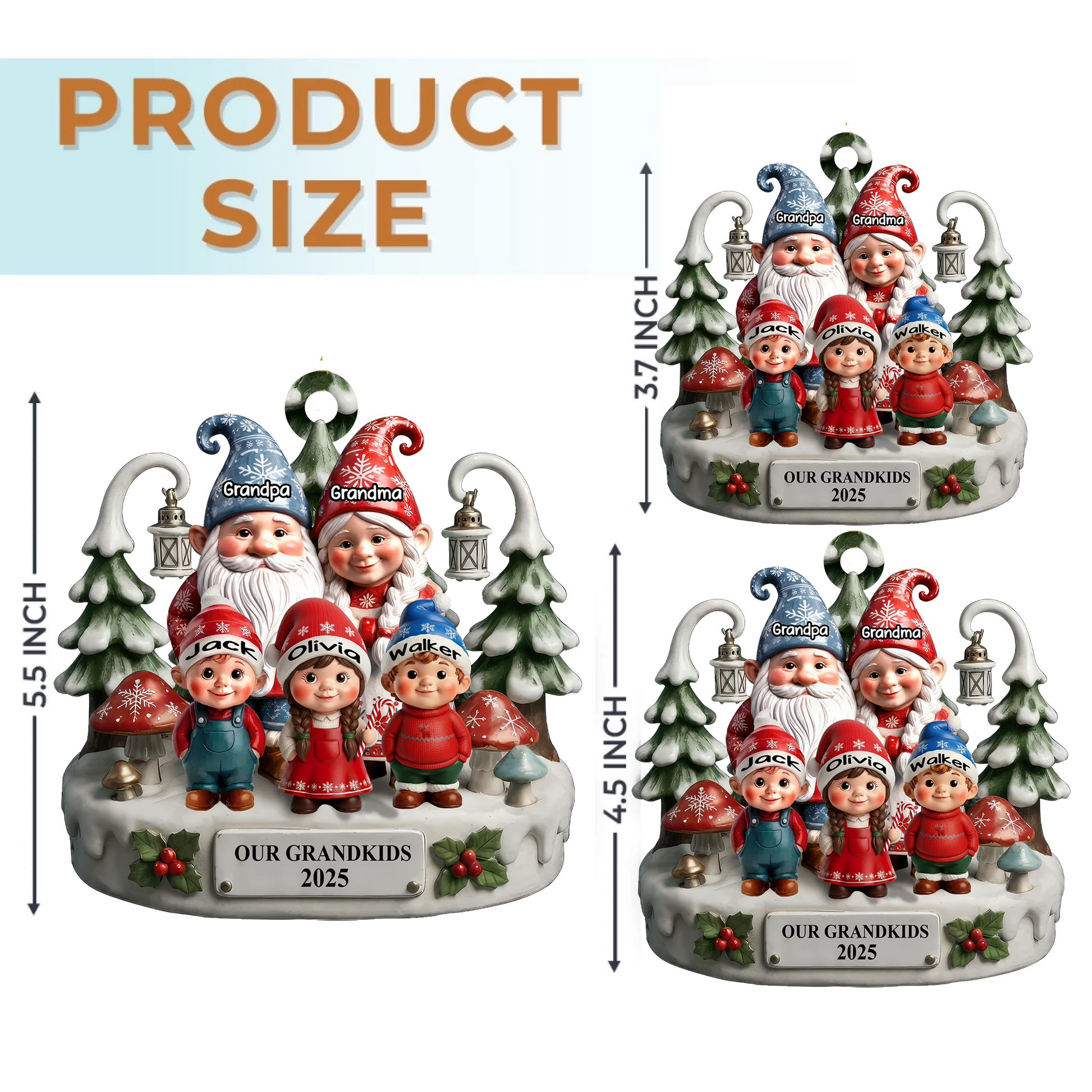Personalized Family Christmas Ornament – Custom Grandkids Names Keepsake for Grandma Grandpa, 2025 Holiday Gift Ornament