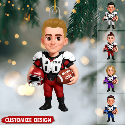Personalized 3D Football Player Ornament – Custom Acrylic Design, Perfect Christmas Gift for Football Lovers & Family Ornament