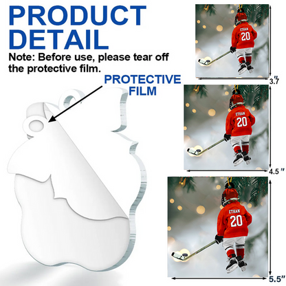 Custom Hockey Player Ornament 2025 – Personalized Christmas Gift for Hockey Lovers & Kids Ornament