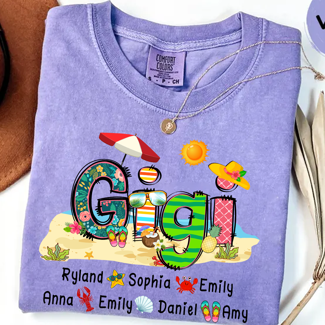 Comfort Colors® Mimi Summer 2025 T-Shirt, Custom Grandma With Grandkids Shirt
