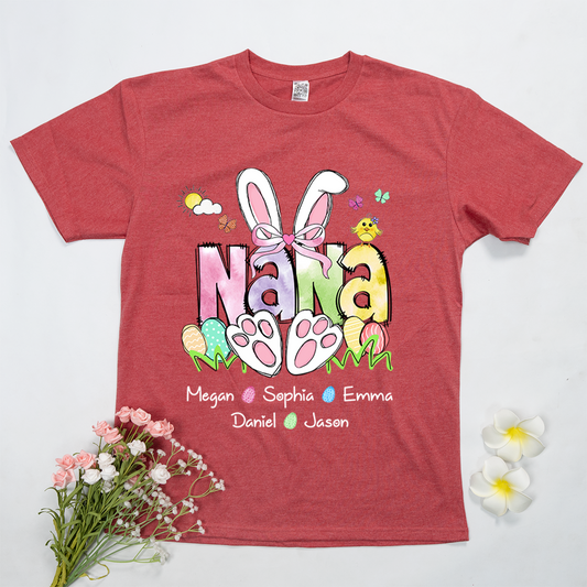 Custom Easter Grandma Shirt, Gift For Grandma, Grandma Easter Shirt With Grandkids Names T-Shirt