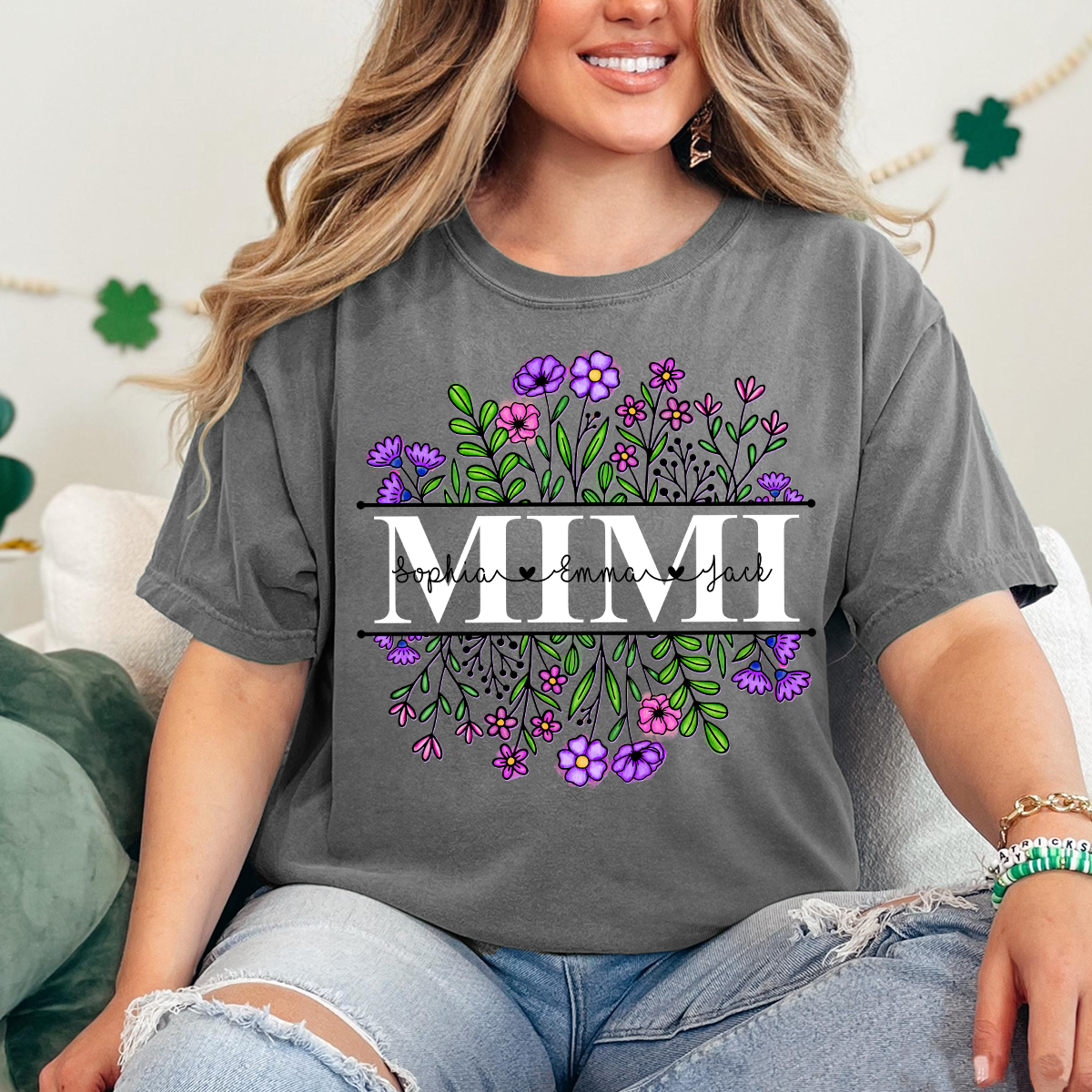 Comfort Colors® Mimi Wildflower And Grandkids Shirt Gift for Grandma, Mother's Day