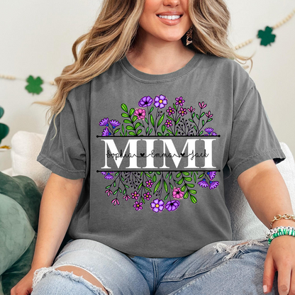 Comfort Colors® Mimi Wildflower And Grandkids Shirt Gift for Grandma, Mother's Day