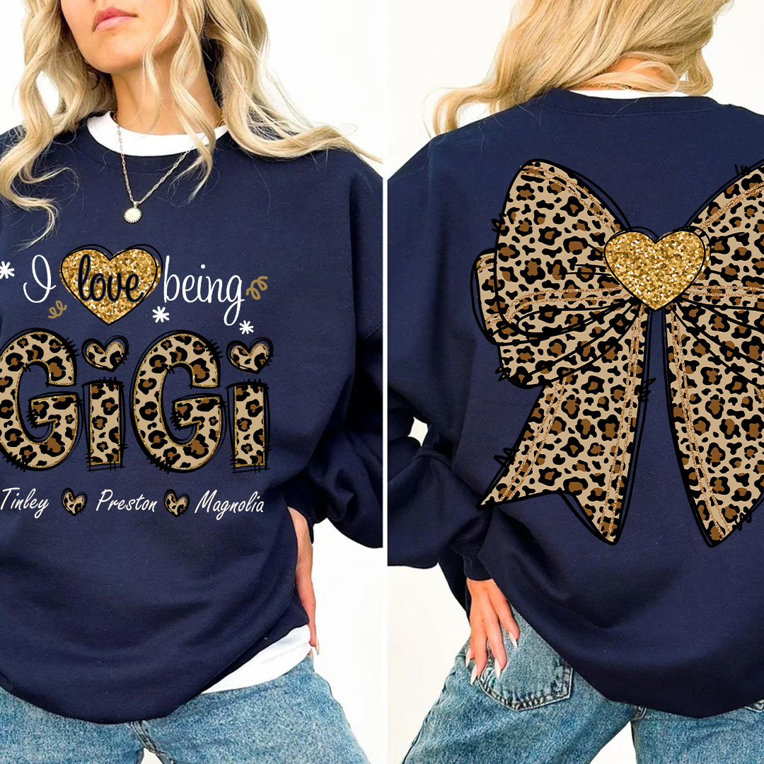 I Love Being Gigi and Grandkids Bow Retro Sweatshirt